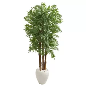 Nearly Natural 6 ft. Parlour Artificial Palm Tree in White Planter