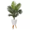 Nearly Natural 61 in. Paradise Palm Artificial Tree in White Planter with Stand