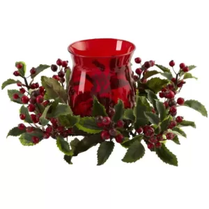 Nearly Natural 6.5 in. Holly Berry Candelabrum
