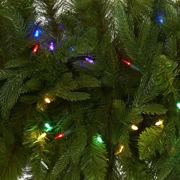 Nearly Natural 6 ft. x 18 in. Pre-Lit Christmas Pine Extra Wide Artificial Garland with 100 Multi-Colored LED Lights