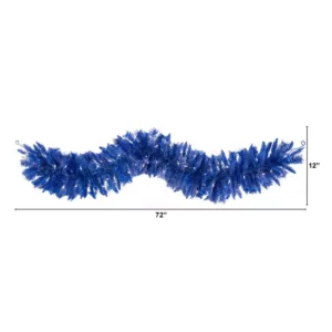 Nearly Natural 6 ft. Pre-Lit Blue Artificial Christmas Garland with 50 Warm White Lights