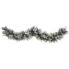 Nearly Natural 6 ft. Battery Operated Pre-lit Flocked Mixed Pine Artificial Christmas Garland with 50 LED Lights, Pine Cones, Berries