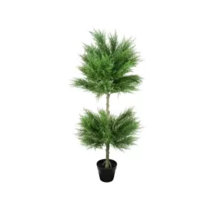 Northlight 44 in. Potted Artificial Cypress Double Ball Topiary Tree