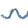 Northlight 12 ft. Unlit Blue with Silver Snowflakes Christmas Tinsel Garland