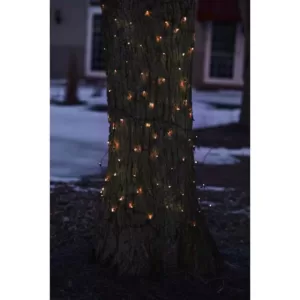 Northlight 2 ft. x 8 ft. Orange LED Net Style Tree Trunk Wrap Christmas Lights with Brown Wire