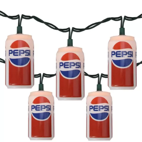 Northlight 10-Light Red and White Classic Pepsi Can Novelty Christmas Lights with 8.5 ft. White Wire