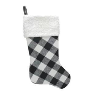 Northlight 23 in. Black and White Polyester Rustic Checkered Christmas Stocking