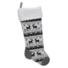 Northlight 23.25 in. Black Gray and White Polyester Rustic Lodge Knit Christmas Stocking with Sherpa Cuff