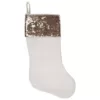 Northlight 20 in. Rose Gold and White Reversible Sequin Cuff Polyester Christmas Stocking