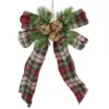Northlight 10 in. H x 7 in. W Red Green and Beige Plaid Bow Hanging Christmas Decoration