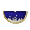 Northlight 48 in. Blue and Gold Nativity Scene Christmas Tree Skirt with Gold Border