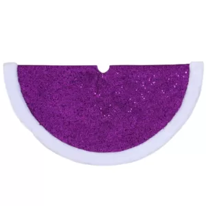 Northlight 20 in. Purple Glittered Mini Christmas Tree Skirt with Faux Fur Trim