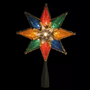 Northlight 8 in. Multi-Color Mosaic 8-Point Star Christmas Tree Topper - Clear Lights
