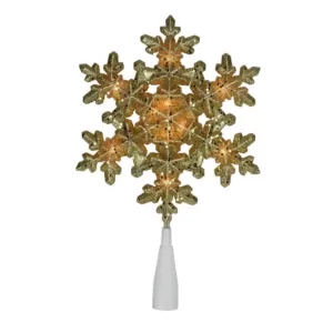 Northlight 12.75 in. Lighted Gold Snowflake Christmas Tree Topper with Clear Lights
