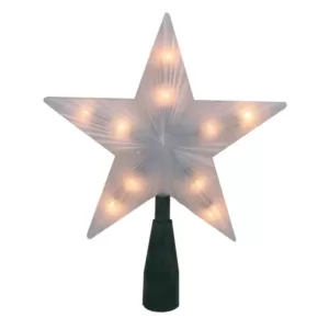 Northlight 7 in. Lighted Frosted 5-Point Star Christmas Tree Topper with Clear Lights