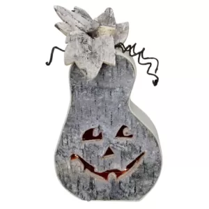 Northlight 9.5 in. Gray LED Battery Operated Jack-O-Lantern Halloween Table Top Decoration