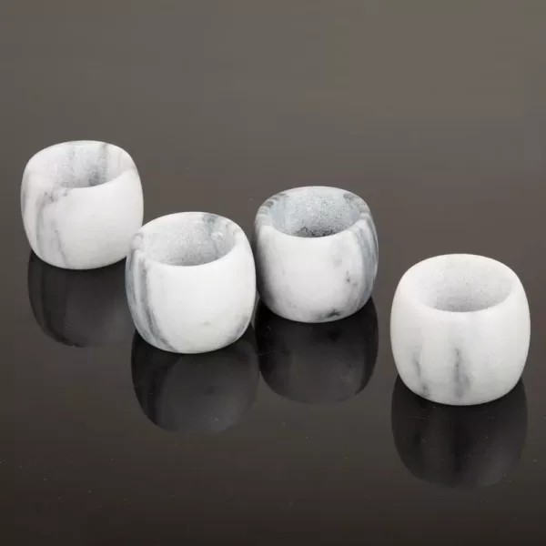 Creative Home Genuine Natural White Marble Napkin Ring, Napkin Holder for Dinning Table Decoration Set of 4-Piece
