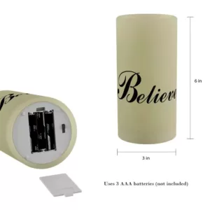 Lavish Home "Believe" LED Flameless Candle with Remote Control