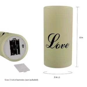 Lavish Home "Love" LED Flameless Candle with Remote Control