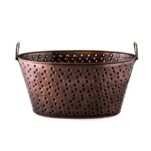 Old Dutch 17 in. x 11 in. x 8.25 in., 4 Gal. Oval Party Tub in Antique Hammered Copper