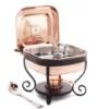 Old Dutch 11 in. x 10 in. x 9 in. Hammered Copper Chafing Dish and 3 Qt. Stainless Steel Spoon