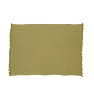 Noble House Brindle Olive Cotton Throw Blanket with Fringes