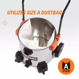 RIDGID 16 Gal. 6.5-Peak HP Stainless Steel Wet/Dry Shop Vacuum with Filter, Hose and Accessories