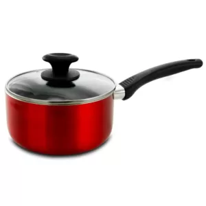 Oster Merrion 2.5 qt. Aluminum Nonstick Sauce Pan in Red with Glass Lid