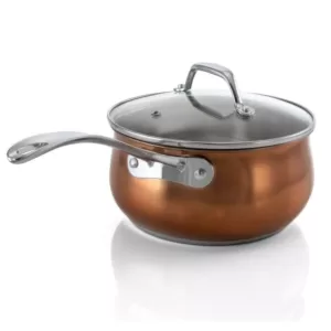 Oster Carabello 2.6 qt. Stainless Steel Nonstick Sauce Pan in Copper with Glass Lid