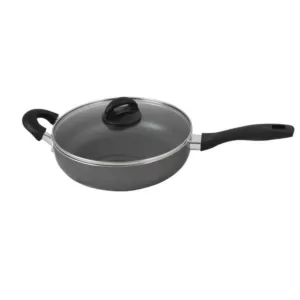 Oster Clairborne 3 qt. Aluminum Nonstick Saute Pan in Charcoal Grey with Glass Lid