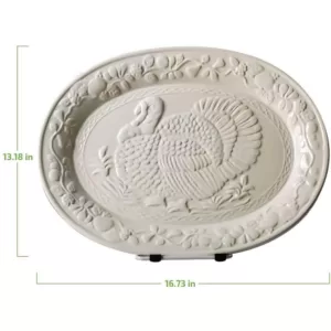 Ovente 13.4 in. White Turkey Ceramic Serving Platter