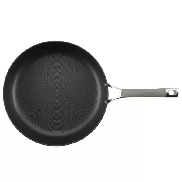 Circulon Elementum 12 in. Hard-Anodized Aluminum Nonstick Skillet in Oyster Gray with Glass Lid