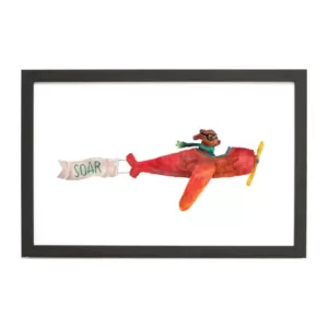 Petal Lane Watercolor Dog Airplane, Ebony Frame, Magnetic Memo Board