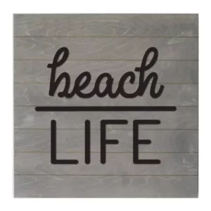 Petal Lane Beach Life Slat Board, Gray/White Letters, Memo Board