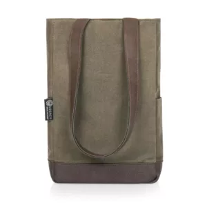 Picnic Time Khaki Green 2-Bottle Insulated Waxed Canvas Wine Cooler Bag