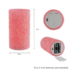 Lavish Home Rose Embossed LED Flameless Candle with Remote Control