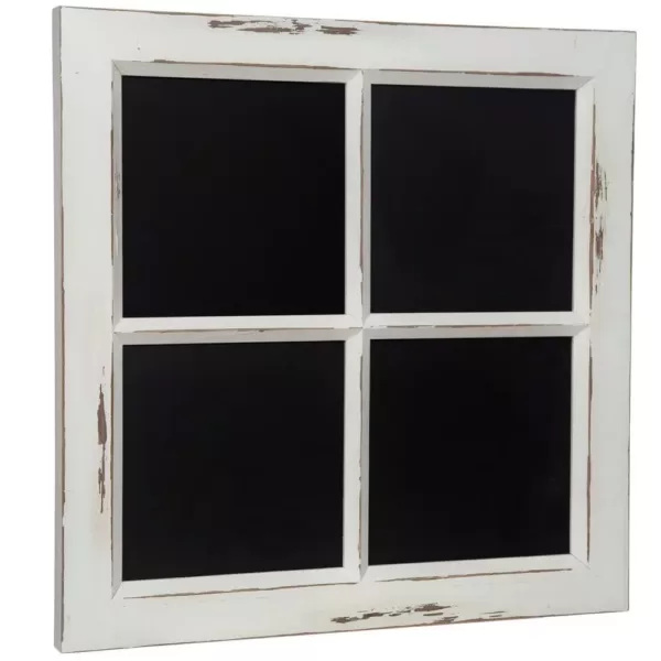 Pinnacle Framed Window Pane Distressed White Chalkboard Memo Board