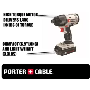 Porter-Cable 20-Volt MAX Lithium-Ion Cordless 1/4 in. Impact Driver with 2 Batteries 1.3 Ah and Charger
