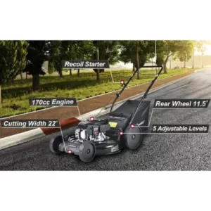 PowerSmart 22 in. 3-in-1 170 cc Gas Self Propelled Walk Behind Lawn Mower