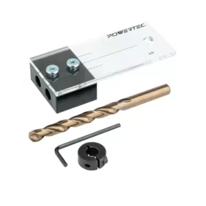 POWERTEC 3/8 in. Dowel Drilling Jig with Cobalt M-35 Drill Bit and Split Ring Stop Collar