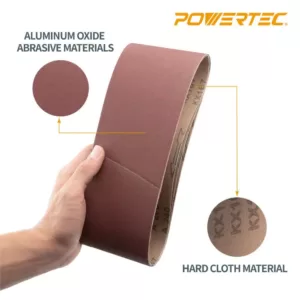 POWERTEC 4 in. x 24 in. Aluminum Oxide Sanding Belt Assortment Portable (18-Pack)