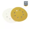 POWERTEC 5 in. 8 Hole 60-Grit Hook and Loop Sanding Discs in Gold (50-Pack)