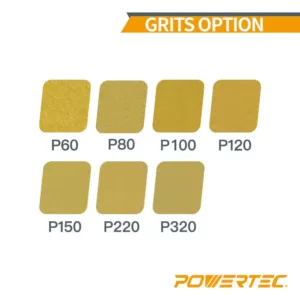 POWERTEC 6 in. 8-Hole 120-Grit Hook and Loop Sanding Discs in Gold (50-Pack)