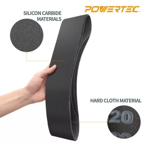 POWERTEC 4 in. x 36 in. 320-Grit Silicon Carbide Sanding Belt (3-Pack)