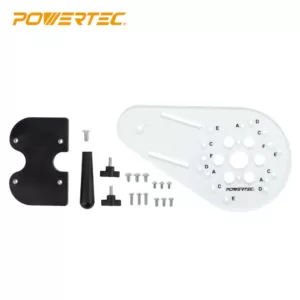 POWERTEC Universal Router Plate with Edge Routing Reversible Fence, Knobs and Machine Screws for Adaptive Mounting