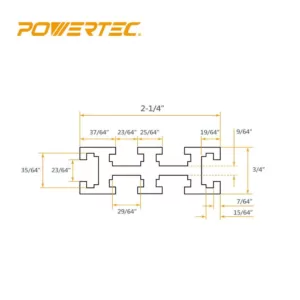 POWERTEC 36 in. x 2-1/4 in. Aluminum Universal Multi T-Track