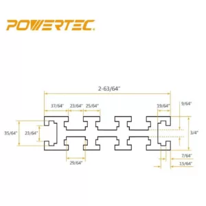 POWERTEC 3 in. x 24 in. Aluminum Multi T-Track Fence for Jigs and Fixtures with Laser Measured Left to Right
