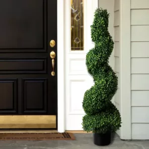 Pure Garden 50 in. Artificial Boxwood Spiral Topiary Tree