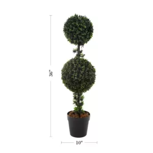 Pure Garden 36 in. Artificial Double Ball Podocarpus Topiary
