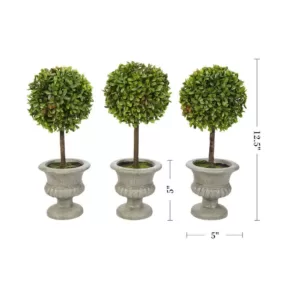 Pure Garden 12.5 in. Faux Boxwood Topiary Arrangement with Decorative Urn (Set of 3)